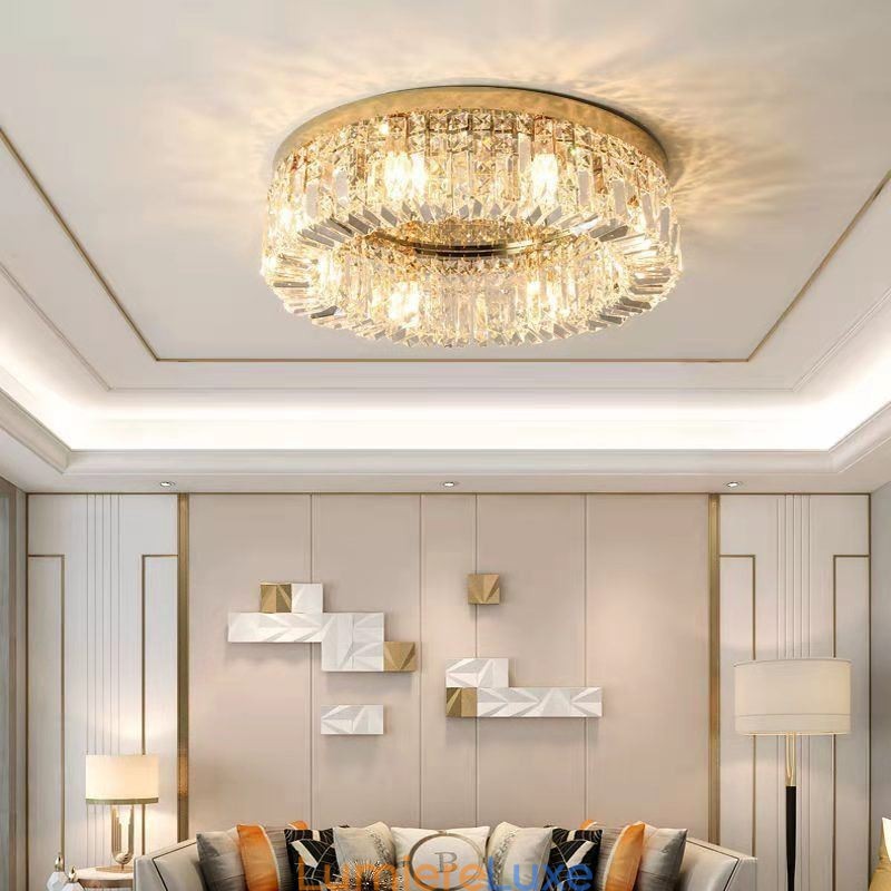 Plafonnier moderne et élégant en cristal à montage encastré