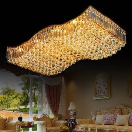 Lustre rectangulaire encastré en cristal européen
