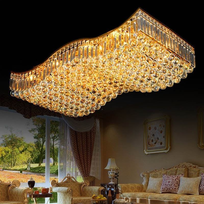Lustre rectangulaire encastré en cristal européen