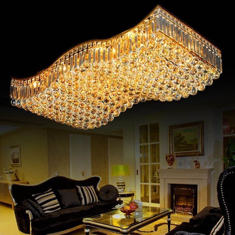 Lustre rectangulaire encastré en cristal européen