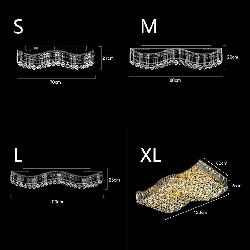 Lustre rectangulaire encastré en cristal européen