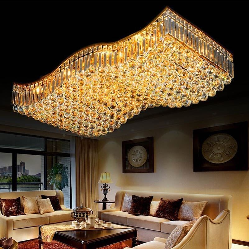 Lustre rectangulaire encastré en cristal européen