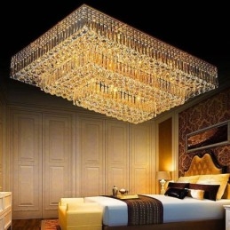 Lustre en cristal moderne à trois niveaux, montage encastré