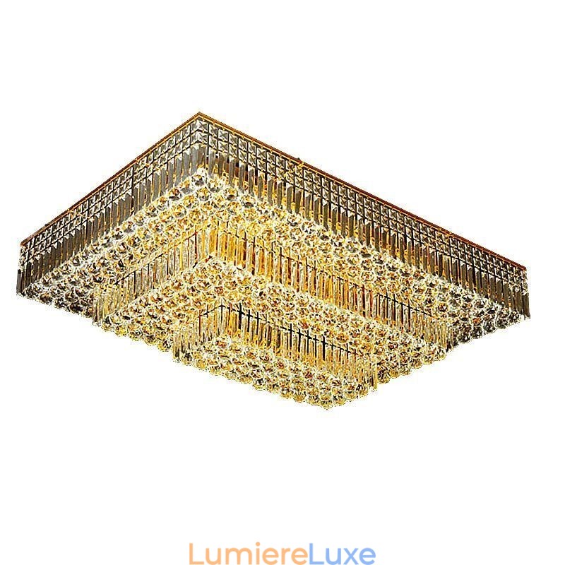 Lustre en cristal moderne à trois niveaux, montage encastré