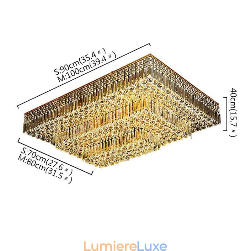 Lustre en cristal moderne à trois niveaux, montage encastré