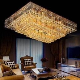 Lustre en cristal moderne à trois niveaux, montage encastré
