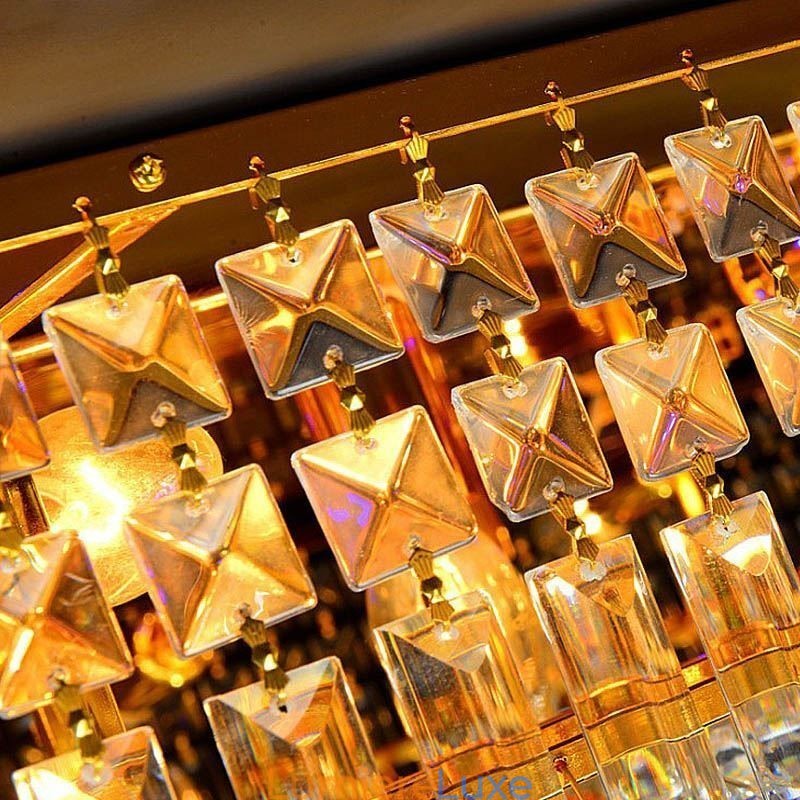 Lustre en cristal moderne à trois niveaux, montage encastré