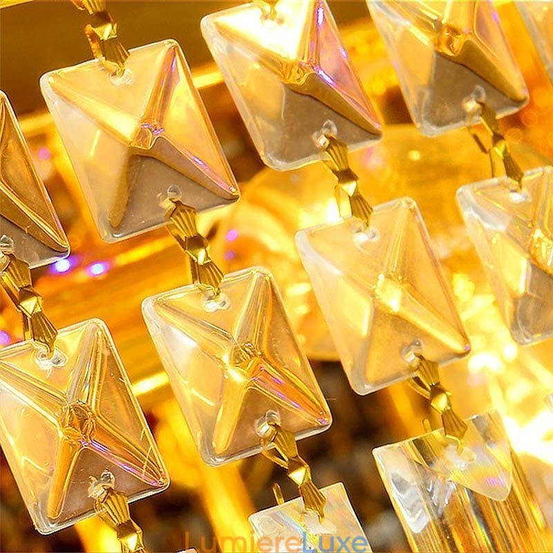 Lustre en cristal moderne à trois niveaux, montage encastré