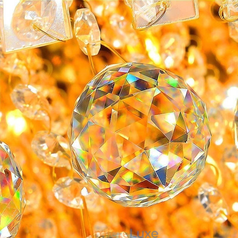 Lustre en cristal moderne à trois niveaux, montage encastré