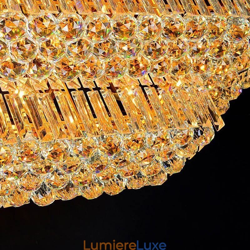 Lustre en cristal moderne à trois niveaux, montage encastré