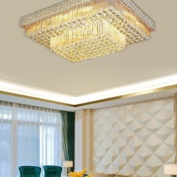 Lustre carré en cristal à montage encastré européen