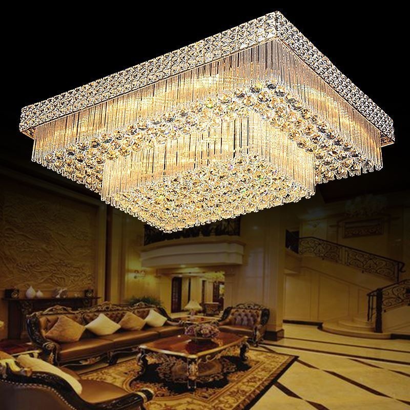 Lustre carré en cristal à montage encastré européen