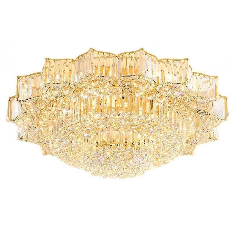 Lustre rond en cristal élégant encastré en forme de fleur