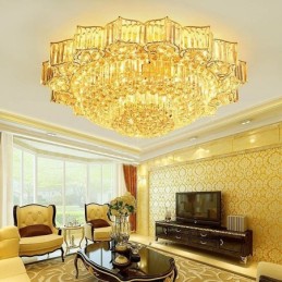 Lustre rond en cristal élégant encastré en forme de fleur