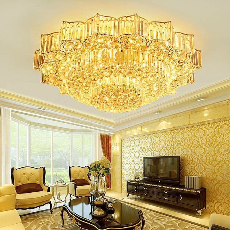 Lustre rond en cristal élégant encastré en forme de fleur