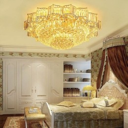 Lustre rond en cristal élégant encastré en forme de fleur
