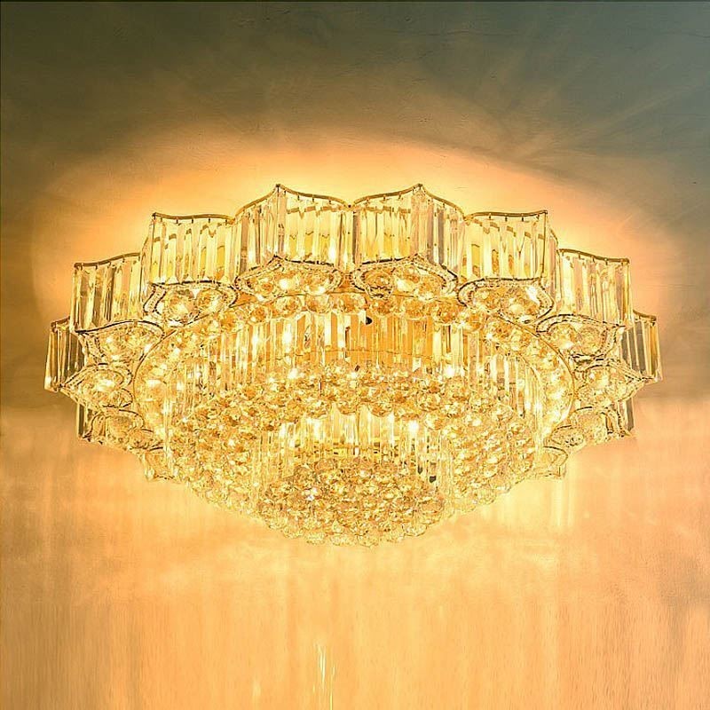 Lustre rond en cristal élégant encastré en forme de fleur