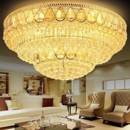 Plafonnier rond en cristal de luxe à encastrer
