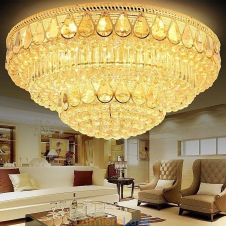 Plafonnier rond en cristal de luxe à encastrer Plafonnier rond en cristal de luxe à encastrer