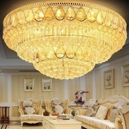 Plafonnier rond en cristal de luxe à encastrer