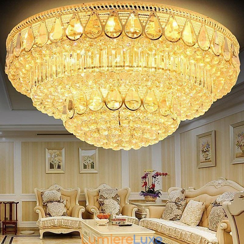 Plafonnier rond en cristal de luxe à encastrer