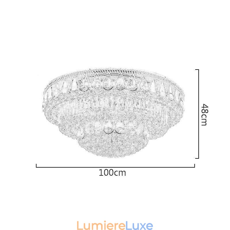 Plafonnier rond en cristal de luxe à encastrer