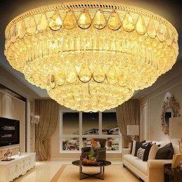Plafonnier rond en cristal de luxe à encastrer