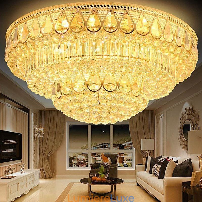 Plafonnier rond en cristal de luxe à encastrer