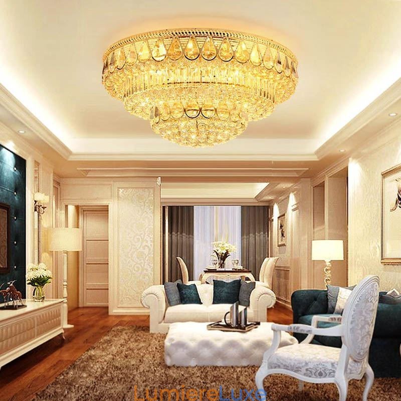 Plafonnier rond en cristal de luxe à encastrer