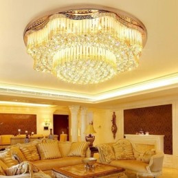 Plafonnier contemporain en cristal encastré, éclairage rond de luxe