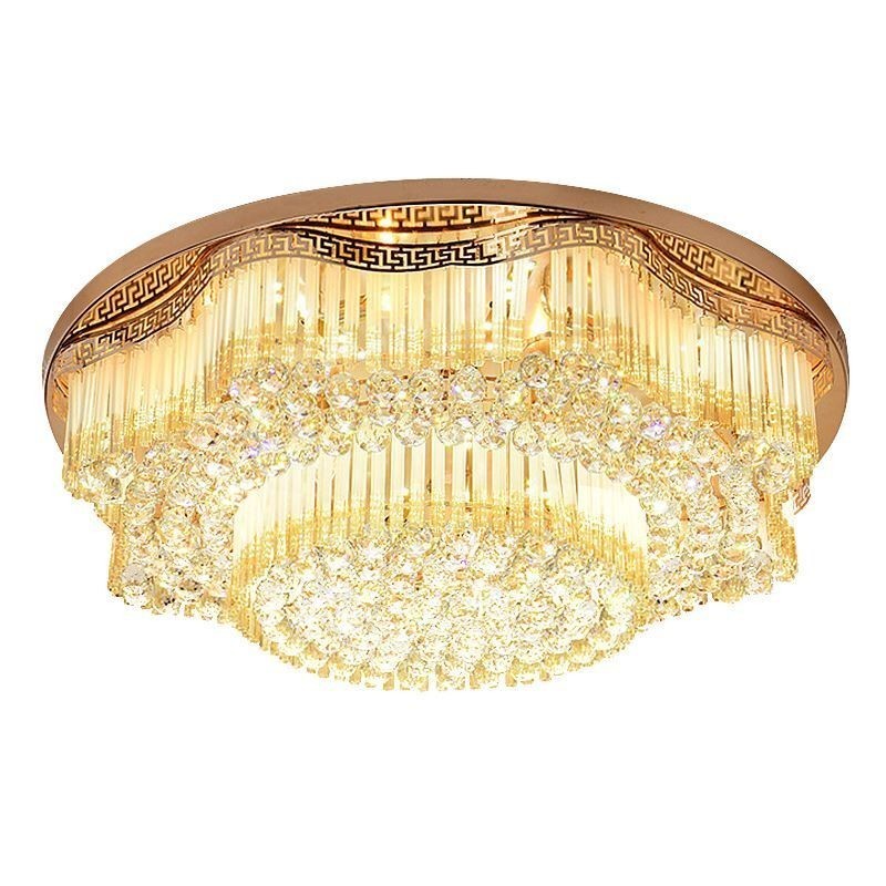 Plafonnier contemporain en cristal encastré, éclairage rond de luxe
