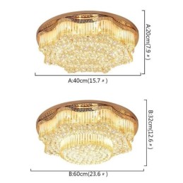 Plafonnier contemporain en cristal encastré, éclairage rond de luxe