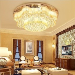 Plafonnier contemporain en cristal encastré, éclairage rond de luxe