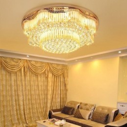 Plafonnier contemporain en cristal encastré, éclairage rond de luxe