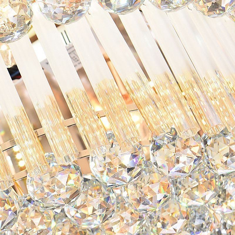 Plafonnier contemporain en cristal encastré, éclairage rond de luxe