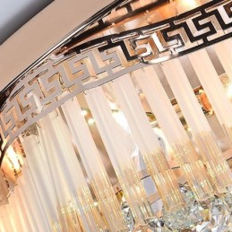 Plafonnier contemporain en cristal encastré, éclairage rond de luxe