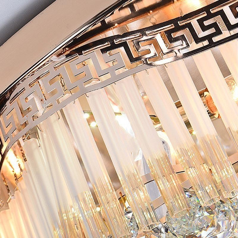 Plafonnier contemporain en cristal encastré, éclairage rond de luxe