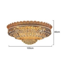 Plafonnier rond en cristal de luxe, montage encastré doré