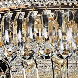 Plafonnier rond en cristal de luxe, montage encastré doré