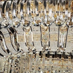 Plafonnier rond en cristal de luxe, montage encastré doré