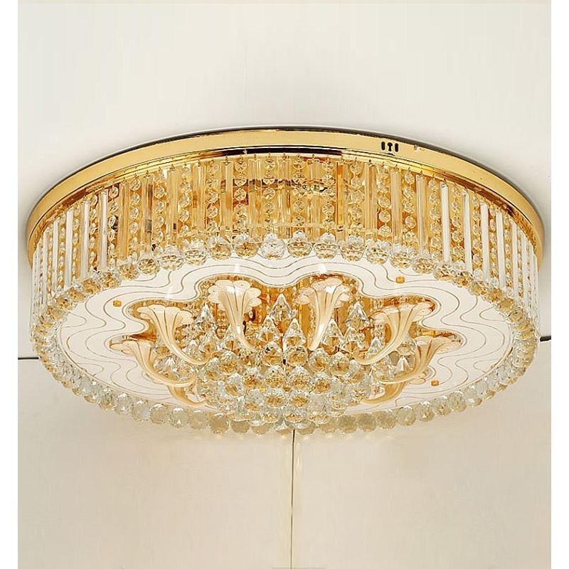 Plafonnier encastré élégant en cristal doré