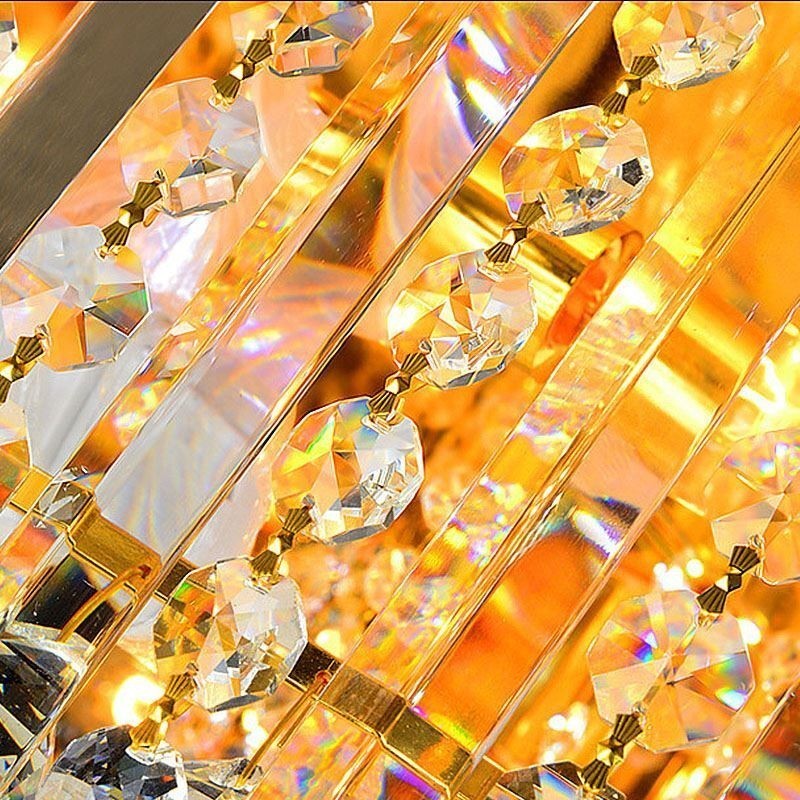 Plafonnier encastré élégant en cristal doré