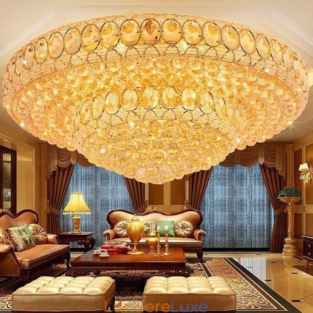 Plafonnier en cristal de luxe, éclairage encastré rond européen Plafonnier en cristal de luxe, éclairage encastré rond européen