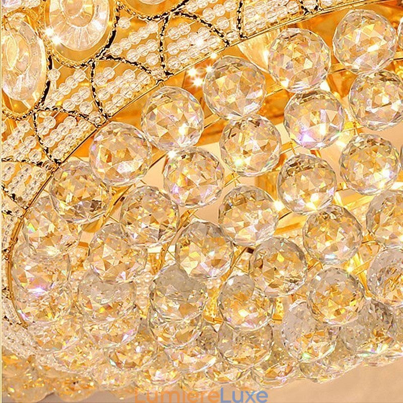 Plafonnier en cristal de luxe, éclairage encastré rond européen