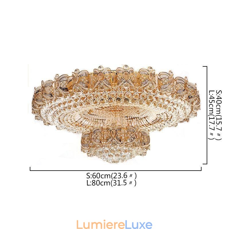 Plafonnier rond moderne en cristal doré à encastrer