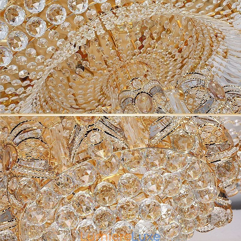 Plafonnier rond moderne en cristal doré à encastrer