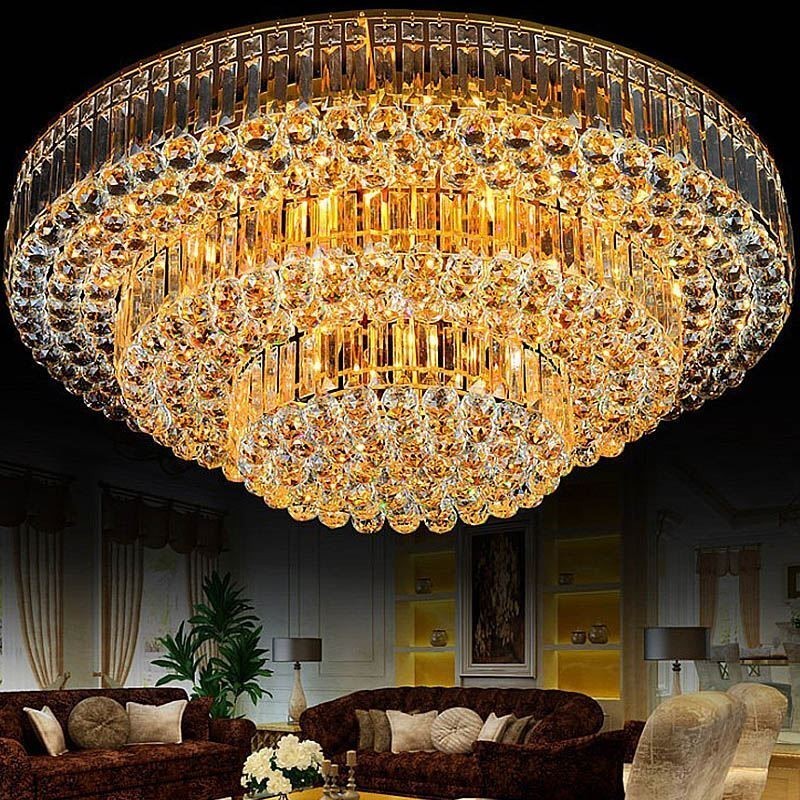 Plafonnier encastré en cristal de style européen rond