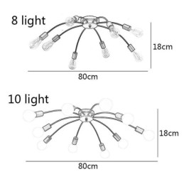 Plafonnier araignée, lampe de salle à manger encastrée classique antique à 8 ou 10 bras