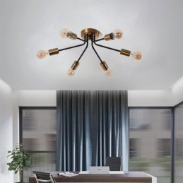 Lustre Spoutnik à 6 lumières, plafonnier semi-encastré