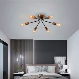 Lustre Spoutnik à 6 lumières, plafonnier semi-encastré